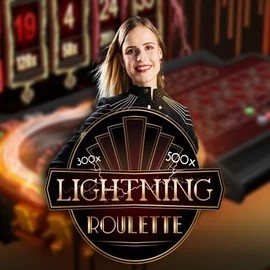 Lightning Roulette slot logo by Evolution at Rolling Slots Casino