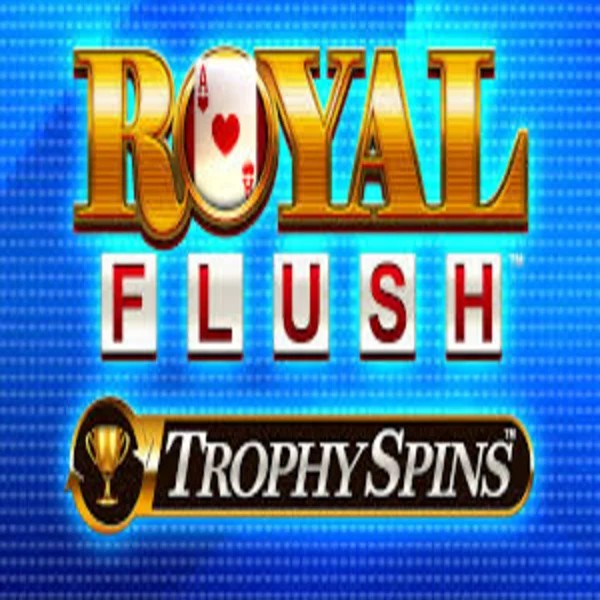 Royal Flush Trophy Spins slot logo by Greentube at Rolling Slots Casino